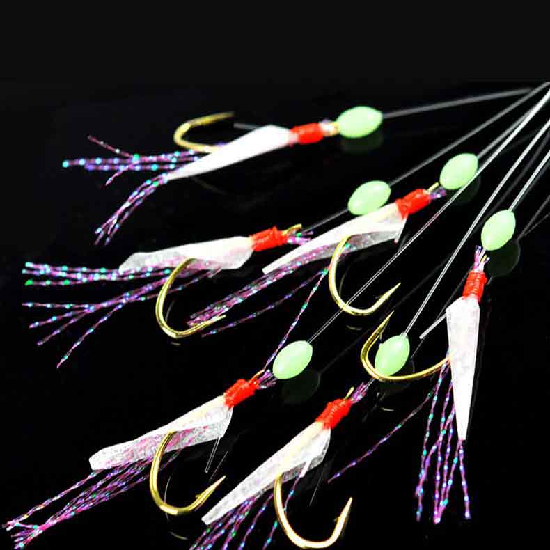 Saltwater Fishing Hook - 6 esche Sabiki con ami per