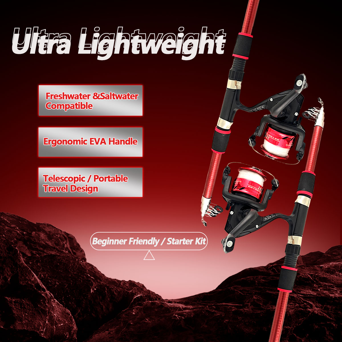 Fly Fishing Set - Set Canna da Pesca Telescopica 1,8M